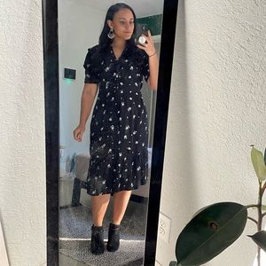 Black Old Navy Flower Print Dress with Blue and White Flowers Size XS